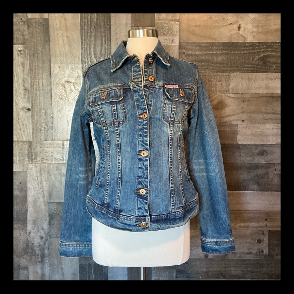 Parasuco Ergonomic Jeans jean jacket large dark wash denim preppy classic fall